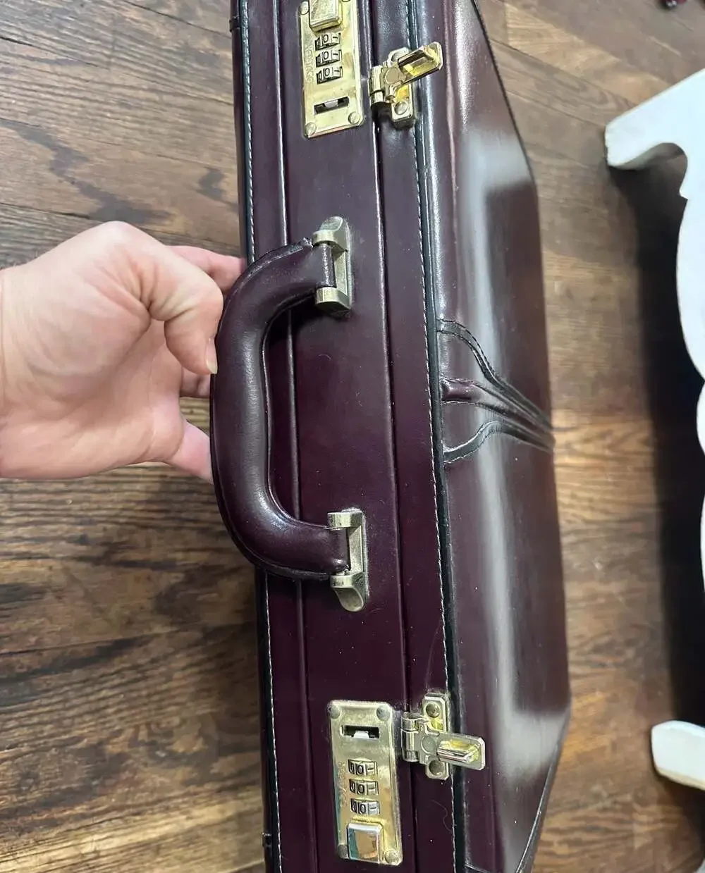 Vintage Heritage Top Grain Leather Hard Shell Briefcase in Burgundy